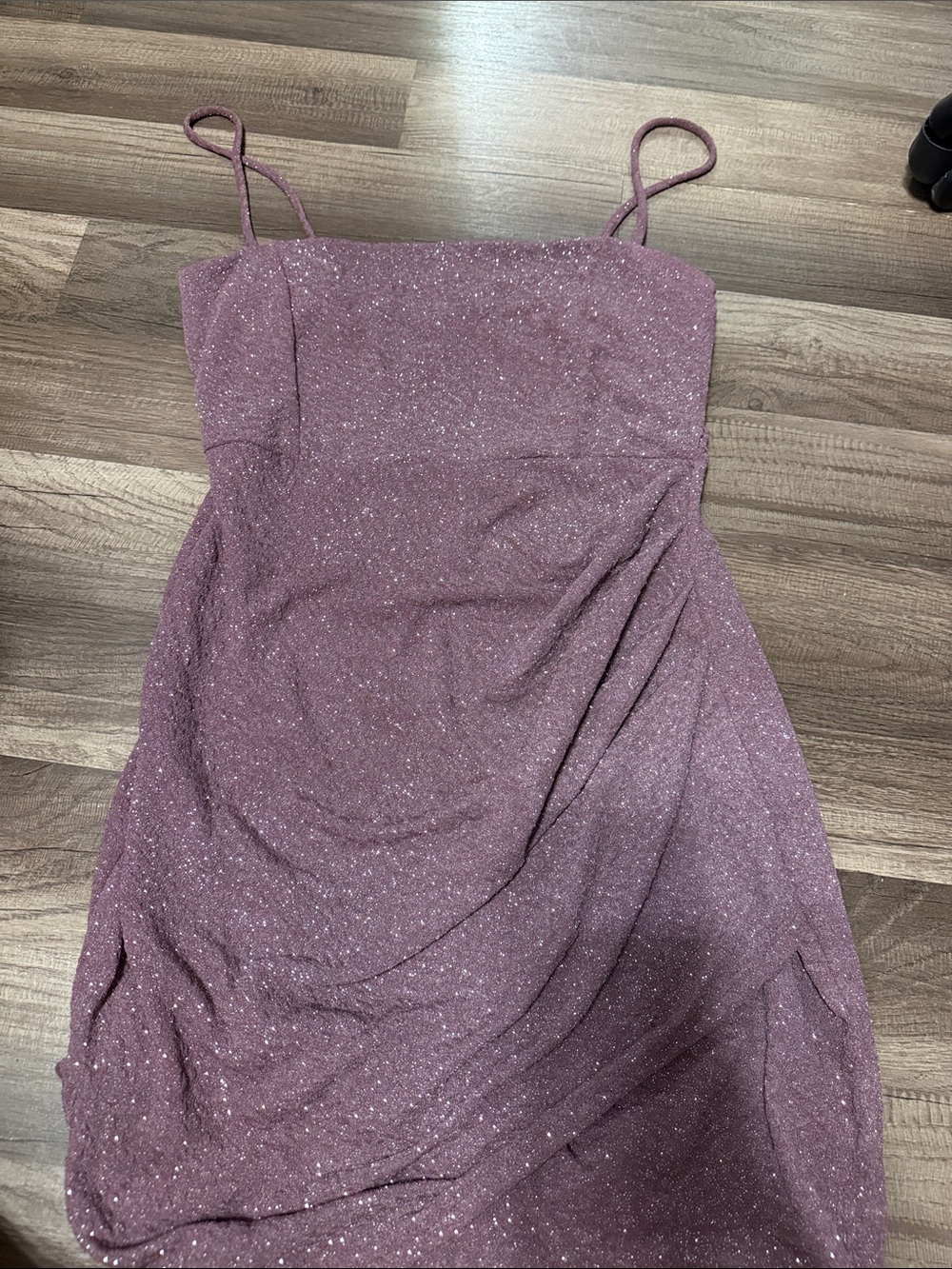 Windsor Sparkle Spaghetti Strap Mini Dress in Dusty Rose